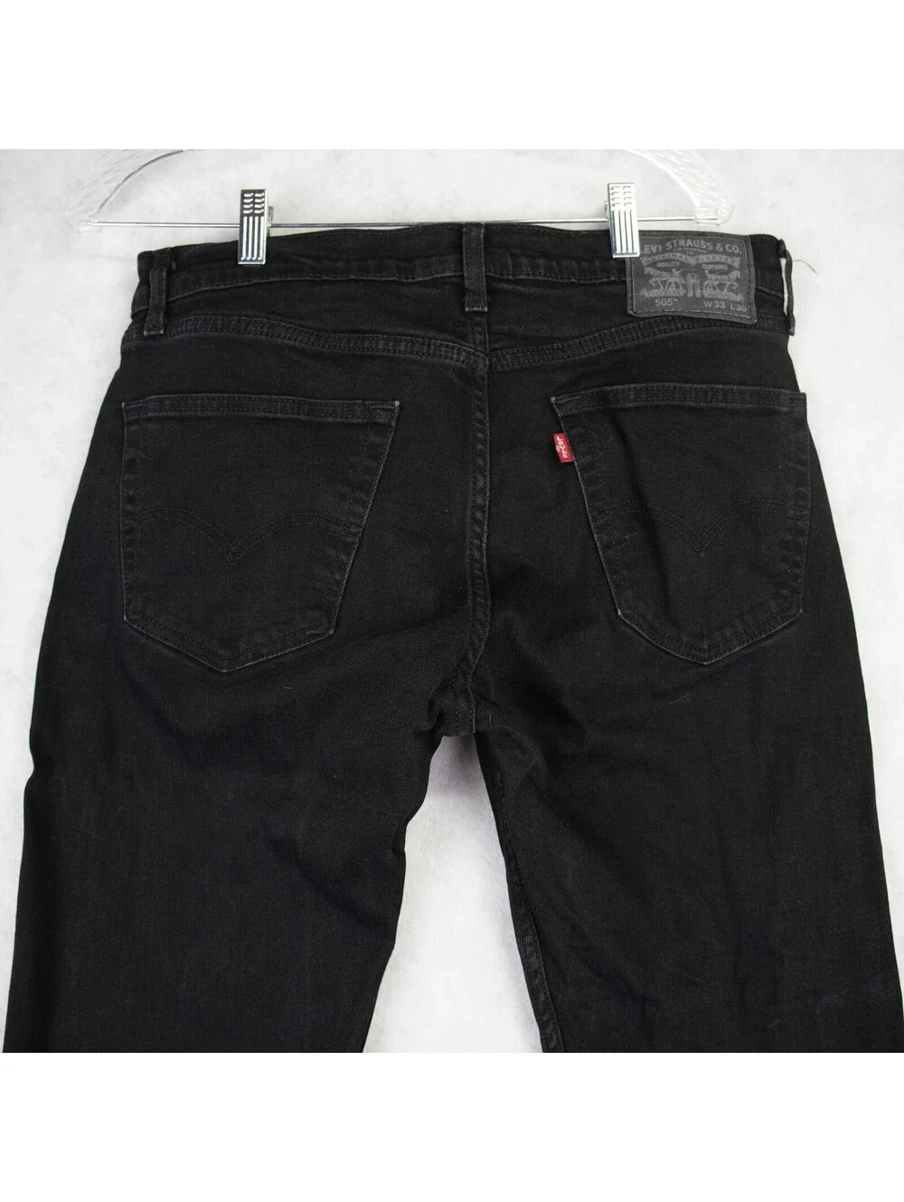 Levi's 505 Regular Fit Straight Jeans Men's Size 33x28(Tag 33x30) Black Cotton